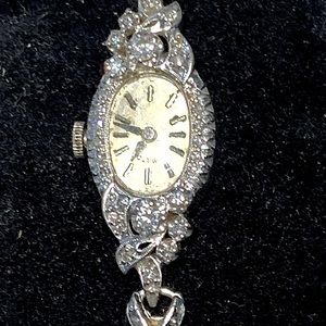 Hamilton diamond 14k solid white gold ladies wristwatch. Not running